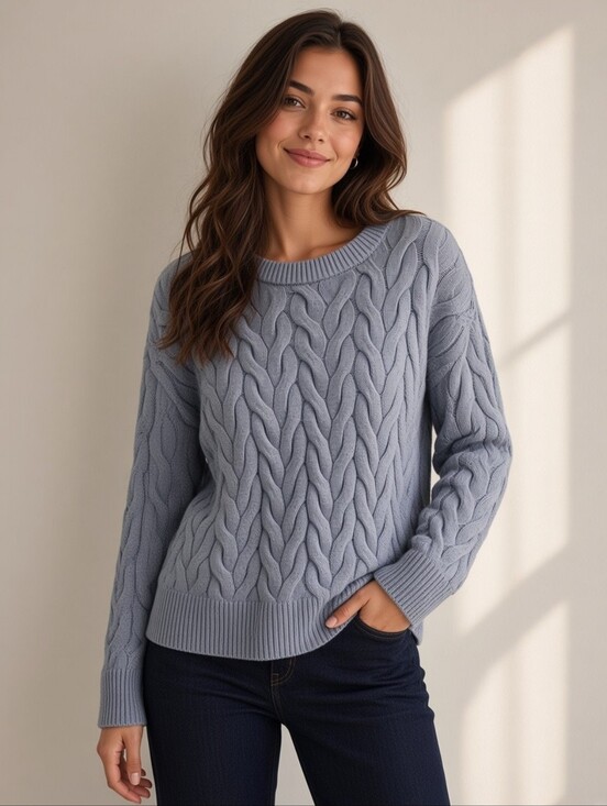 Philosophy Sweaters - Philosophy Pale Blue Ribbed Crew Sweater